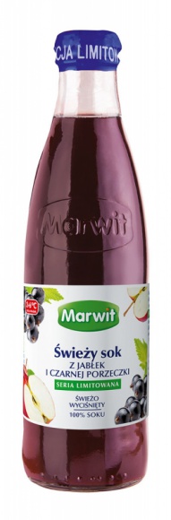 Zimowa nowość! Sok o smaku jabłka i czarnej porzeczki BIZNES, Handel - Nowy smak świeżego soku od Marwit!