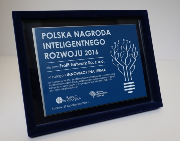 TapOn z Polską Nagrodą Inteligentnego Rozwoju 2016
