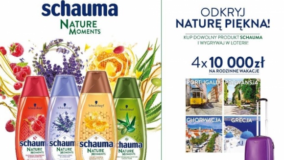 Kampania Albedo dla Schauma Nature Moments BIZNES, Handel - Jak namówić konsumenta, aby sięgnął po nowy produkt? Zorganizować promocję sprzedażowo – wizerunkową, wskazującą na jego zalety. Takie mechanizmy wykorzystała marka Schauma, wprowadzając na rynek nową sublinię szamponów i odżywek Nature Moments.