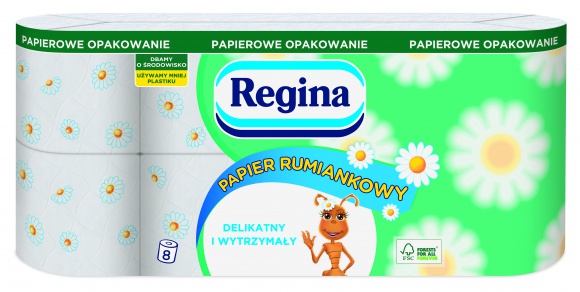 Regina Papier Rumiankowy w Nowym Opakowaniu z Papieru BIZNES, Handel - Asortyment papierów toaletowych pod marką Regina Papier Rumiankowy zostanie wzbogacony o nowy produkt pakowany w papier typu kraft, co pokazuje dalsze działania Grupy Sofidel na rzecz zrównoważonego rozwoju.