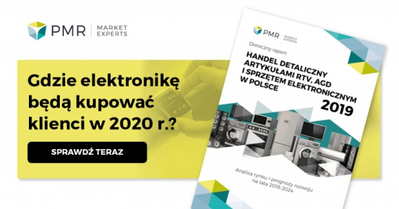 Przed rynkiem RTV, AGD i sprzętu elektronicznego okres spowolnienia BIZNES, Handel - Po kilku latach cechujących się wzrostami wartości rynku oscylującymi w przedziale 4,5-6,5%, w perspektywie 2020-2024 należy spodziewać się niższych dynamik sprzedaży artykułów RTV, AGD i sprzętu elektronicznego. Jak wynika z prognoz zawartych w najnowszym raporcie PMR.