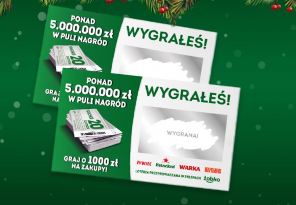 Ruszyła zimowa edycja loterii ze zdrapką w Żabce! BIZNES, Handel - Ruszyła zimowa edycja loterii ze zdrapką w Żabce! Do wygrania miliony nagród, wśród nich vouchery na zakupy o wartości 1 000 zł.